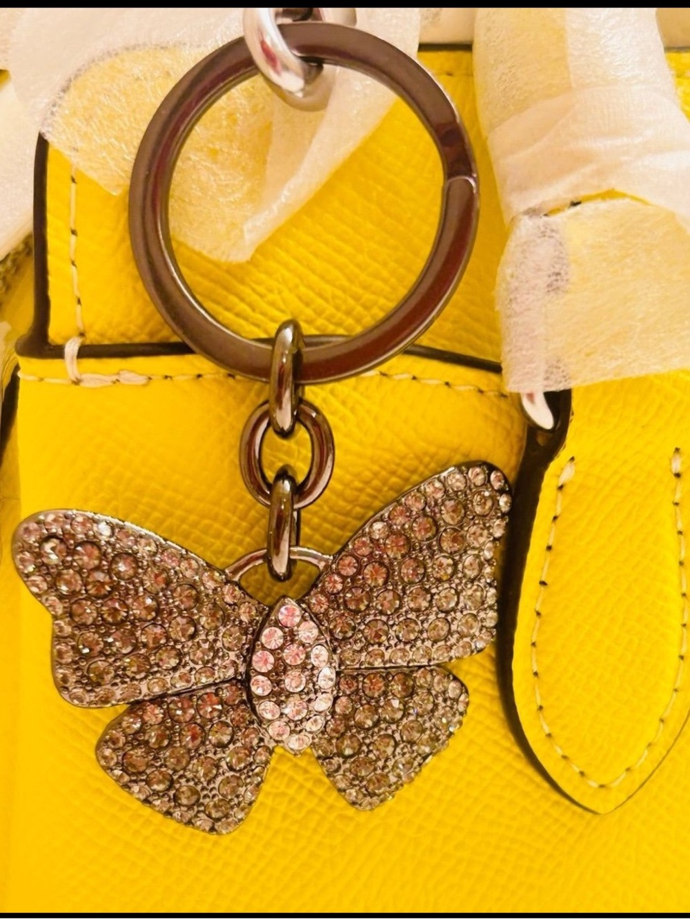 EXTREMELY RARE Vintage Coach Y2K Crystal Butterfly Keychain/ Bag Charm - Picture 4 of 13